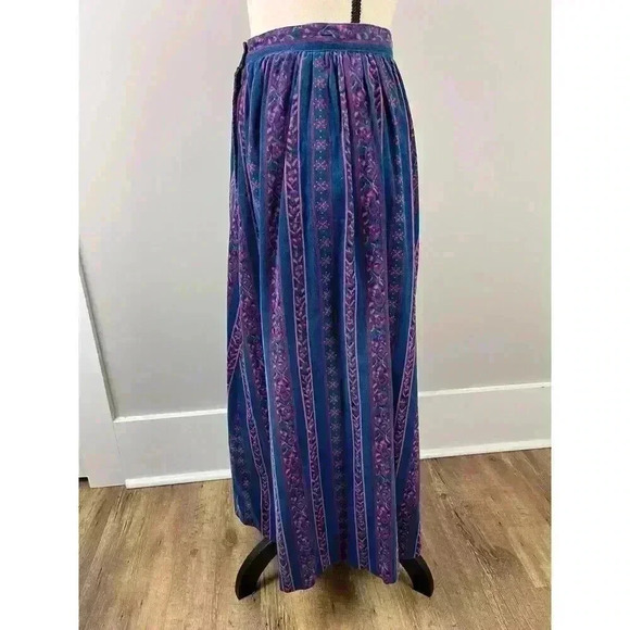 SOLD Vintage 80's Womens 8 Alpenblick Maxi Skirt Corduroy Buttons Floral - Picture 5 of 12